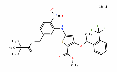 (R)-methyl 5-(2-nitro-5-(pivaloyloxymethyl)phenylamino)-3-(1-(2-(trifluoromethyl)phenyl)ethoxy)thiophene-2-carboxylate