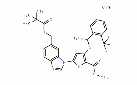 (R)-methyl 5-(6-(pivaloyloxymethyl)-1H-benzo[D]imiDazol-1-yl)-3-(1-(2-(trifluoromethyl)phenyl)ethoxy)thiophene-2-carboxylate