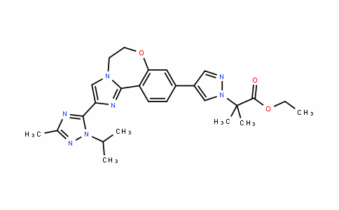 1H-Pyrazole-1-acetic acid, 4-[5,6-DihyDro-2-[3-methyl-1-(1-methylethyl)-1H-1,2,4-triazol-5-yl]imiDazo[1,2-D][1,4]benzoxazepin-9-yl]-α,α-Dimethyl-, ethyl ester