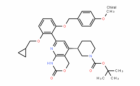 1-PiperiDinecarboxylic acid, 3-[7-[2-(cyclopropylmethoxy)-6-[(4-methoxyphenyl)methoxy]phenyl]-1,4-DihyDro-2-oxo-2H-pyriDo[2,3-D][1,3]oxazin-5-yl]-, 1,1-Dimethylethyl ester, (3S)-