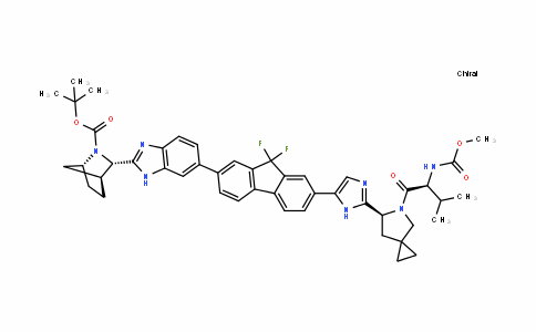 2-Azabicyclo[2.2.1]heptane-2-carboxylic acid, 3-[6-[9,9-Difluoro-7-[2-[(6S)-5-[(2S)-2-[(methoxycarbonyl)amino]-3-methyl-1-oxobutyl]-5-azaspiro[2.4]hept-6-yl]-1H-imiDazol-5-yl]-9H-fluoren-2-yl]-1H-benzimiDazol-2-yl]-, 1,1-Dimethylethyl ester, (1R,3S,4S)-