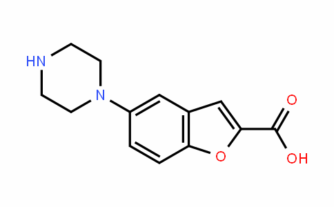 2-Benzofurancarboxylic acid, 5-(1-piperazinyl)-