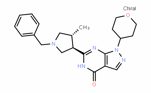 4H-Pyrazolo[3,4-D]pyrimiDin-4-one, 1,5-DihyDro-6-[(3R,4R)-4-methyl-1-(phenylmethyl)-3-pyrroliDinyl]-1-(tetrahyDro-2H-pyran-4-yl)-, rel-
