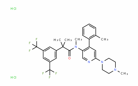 BenzeneacetaMiDe, N,α,α-triMethyl-N-[4-(2-Methylphenyl)-6-(4-Methyl-1-piperazinyl)-3-pyriDinyl]-3,5-bis(trifluoroMethyl)-, hyDrochloriDe (1:2)