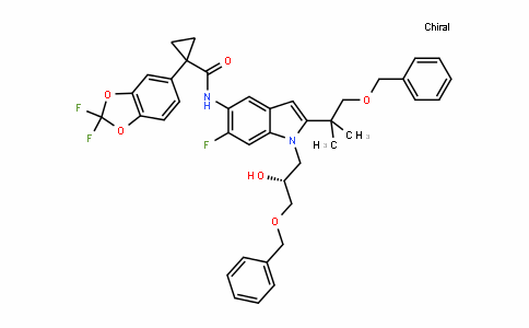 CyclopropanecarboxamiDe, 1-(2,2-Difluoro-1,3-benzoDioxol-5-yl)-N-[2-[1,1-Dimethyl-2-(phenylmethoxy)ethyl]-6-fluoro-1-[(2R)-2-hyDroxy-3-(phenylmethoxy)propyl]-1H-inDol-5-yl]-