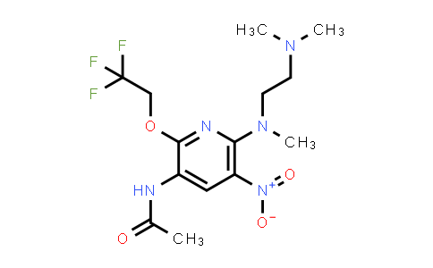 N-(6-((2-(dimethylamino)ethyl)(methyl)amino)-5-nitro-2-(2,2,2-trifluoroethoxy)pyridin-3-yl)acetamide