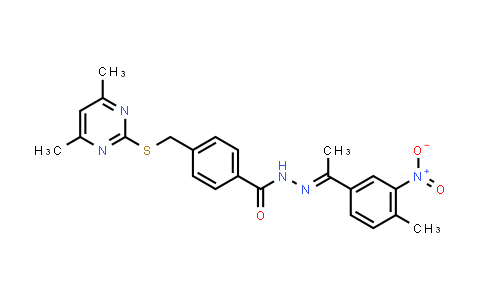 (E)-4-(((4,6-dimethylpyrimidin-2-yl)thio)methyl)-N'-(1-(4-methyl-3-nitrophenyl)ethylidene)benzohydrazide