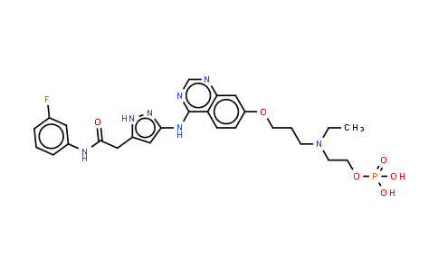 5-[[7-[3-[乙基[2-(磷酰氧基)乙基]氨基]丙氧基]-4-喹唑啉基]氨基]-N-(3-氟苯基)-1H-吡唑-3-乙酰胺