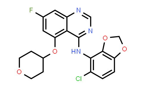 7-Fluoro-N-(5-chloro-1,3-benzodioxol-4-yl)-5-(tetrahydro-2H-pyran-4-yloxy)quinazolin-4-amine